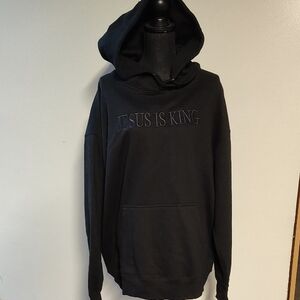 Black Hoodie with Embroidered Text